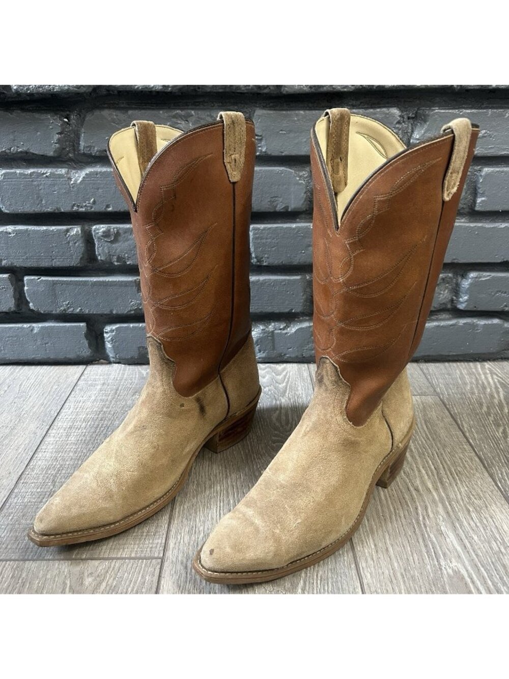 Acme Vintage Suede Western Cowboy Boots Mens 12 D